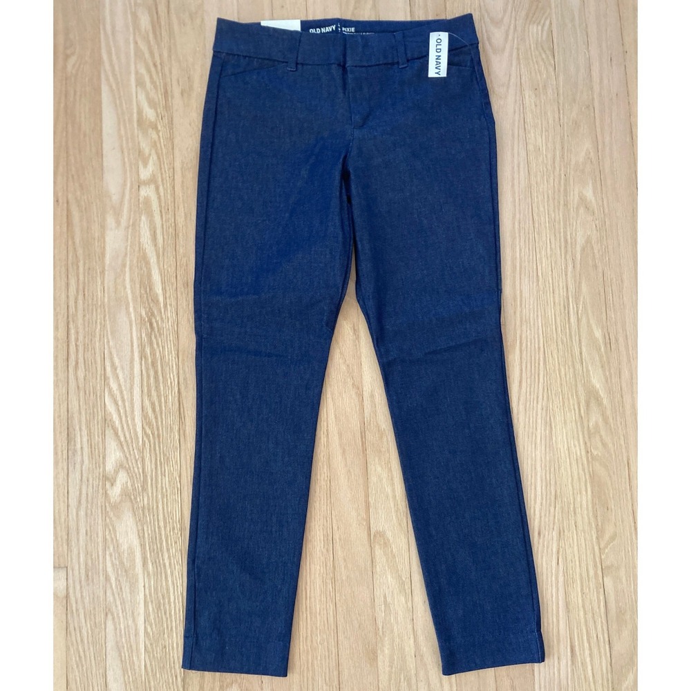 NWT Old Navy Size 4 Pixie Ankle Chino Pants Dark Blue Denim-Style Essentials Hot